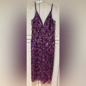 HELSI Norah Sequin Plunge Neck Dress in Magenta NWT Size XL Event Gown Prom